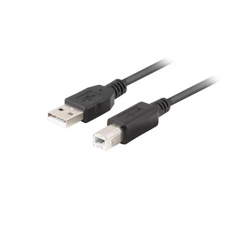 LANBERG USB-a(m)->USB-b(m) 2.0 kabelis 1 m juodas, feritinis, dėžutė