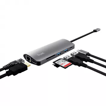 “Trust Dalyx” sąsajos plokštės / adapteris Vidinė HDMI, RJ-45, USB 3.2 Gen 1 (3.1 Gen 1)