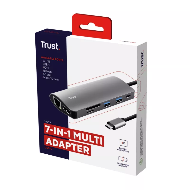 “Trust Dalyx” sąsajos plokštės / adapteris Vidinė HDMI, RJ-45, USB 3.2 Gen 1 (3.1 Gen 1)