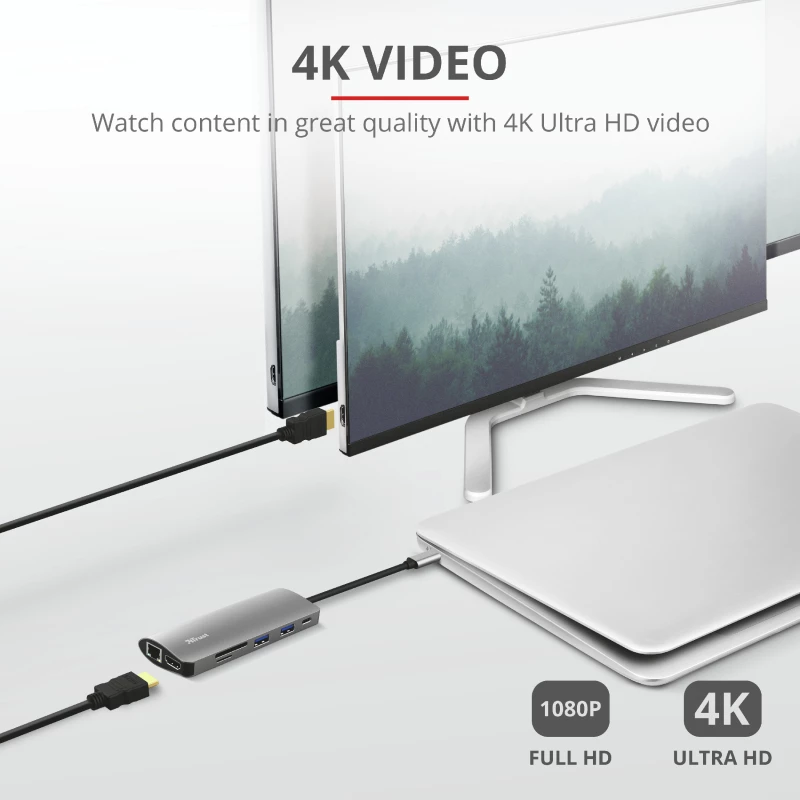 “Trust Dalyx” sąsajos plokštės / adapteris Vidinė HDMI, RJ-45, USB 3.2 Gen 1 (3.1 Gen 1)