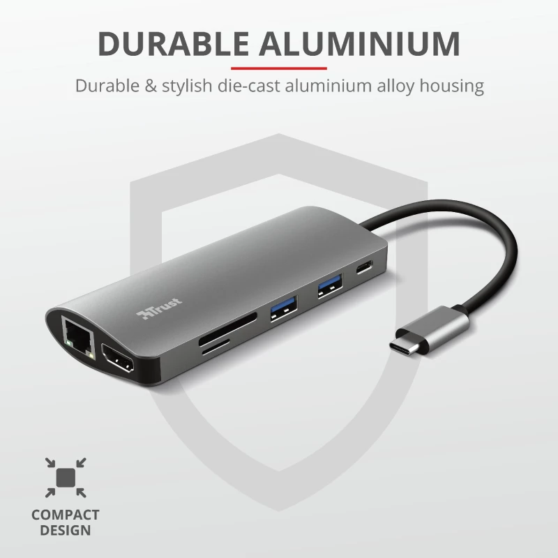 “Trust Dalyx” sąsajos plokštės / adapteris Vidinė HDMI, RJ-45, USB 3.2 Gen 1 (3.1 Gen 1)