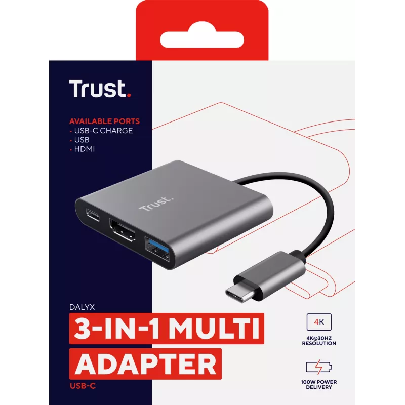 Trust Dalyx USB 3.2 Gen 1 (3.1 Gen 1) Type-C Aliuminis, Juodas