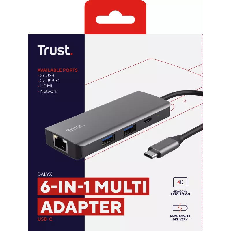 Trust Dalyx USB Type-C 1000 Mbit/s Sidabrinė