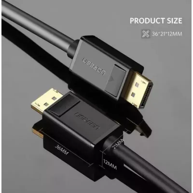 DisplayPort kabelis UGREEN DP102 1 m, DisplayPort 1.2, 21.6 Gbit/s, 3840×2160@60Hz, juodas