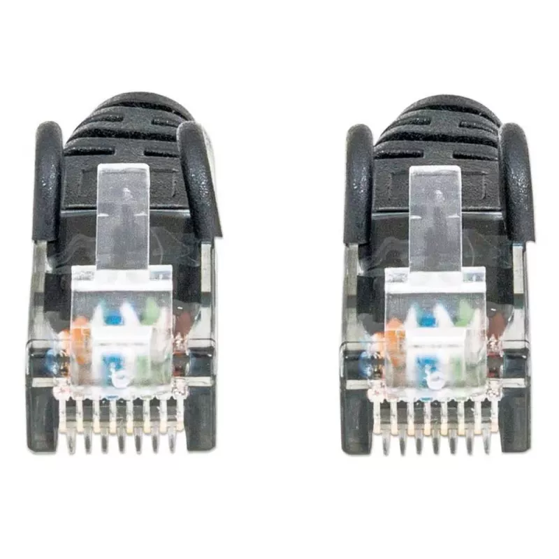 Intellinet tinklo sujungimo kabelis, Cat6, 3 m, juodas, CCA, U/UTP, PVC, RJ45, paauksuoti kontaktai, be užkabų, su antgaliu, visam laikui galiojanti garantija