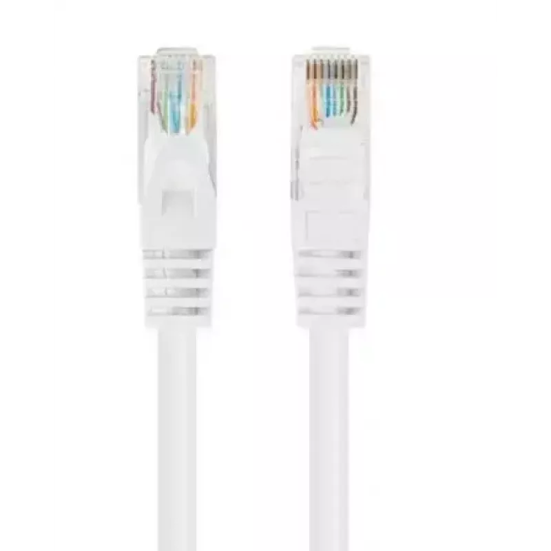 Tinklo komutacinis kabelis LANBERG Cat6 U/UTP 1 m, RJ-45 kištukas–kištukas, suvyta gija, baltas