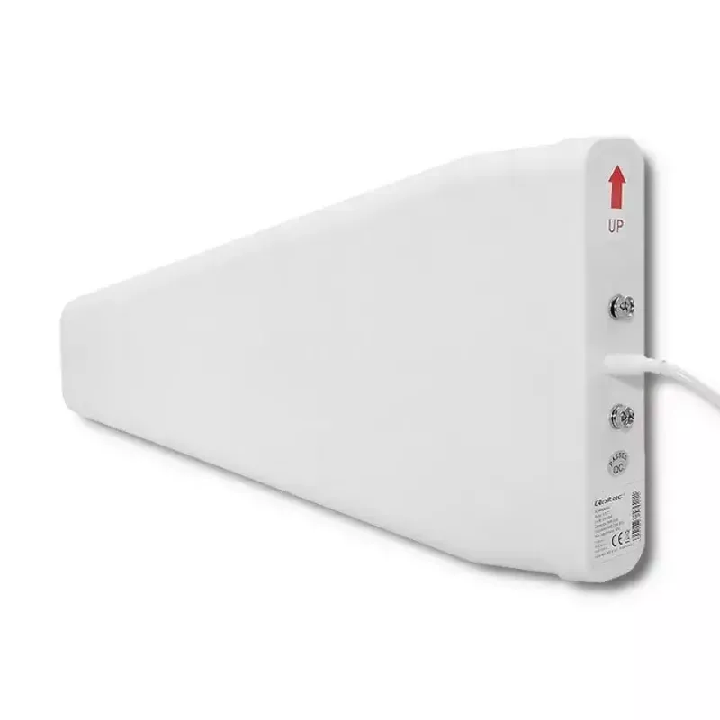 Lauko 4G LTE antena QOLTEC 57021 — 18 dBi stiprinimas, 600–2700 MHz, 50 Ω, 50 W, baltas plastikinis korpusas