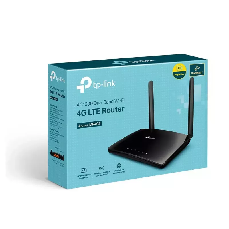TP-Link Archer MR402 belaidis maršrutizatorius Fast Ethernet Dviejų juostų (2,4 GHz / 5 GHz) 4G Juoda
