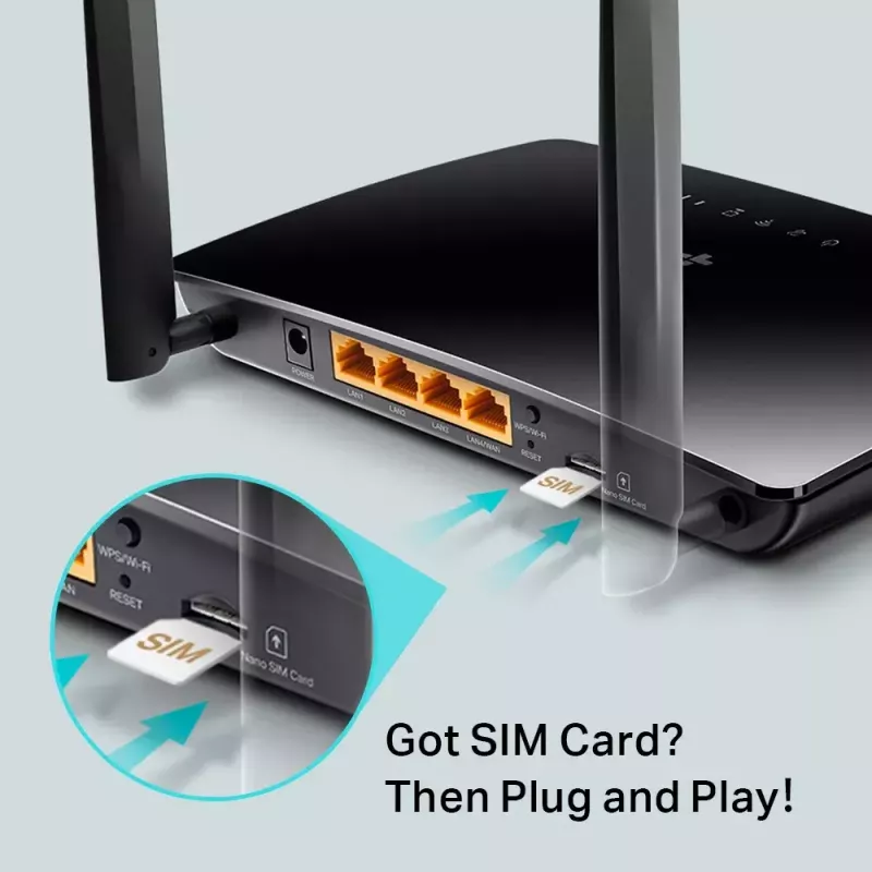 TP-Link Archer MR402 belaidis maršrutizatorius Fast Ethernet Dviejų juostų (2,4 GHz / 5 GHz) 4G Juoda