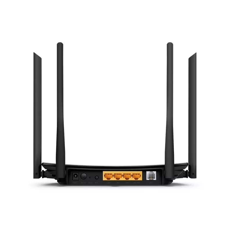 TP-Link AC1200 belaidis VDSL/ADSL modeminis maršrutizatorius, Wi-Fi 5 (802.11ac), dviejų juostų (2,4 GHz / 5 GHz), Ethernet LAN, VDSL2, juodos spalvos, stalinis maršrutizatorius