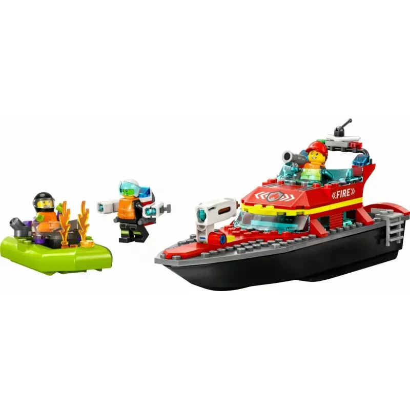 LEGO žaidimų rinkinys „Gaisrinis gelbėjimo laivas 60373“ — „City“ serija, 144 dalys, 3 minifigūrėlės, amžius 5+, matmenys 80×230×70 mm