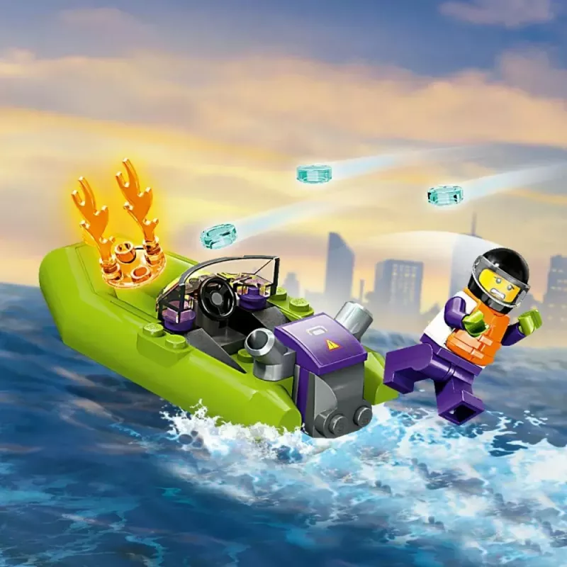 LEGO žaidimų rinkinys „Gaisrinis gelbėjimo laivas 60373“ — „City“ serija, 144 dalys, 3 minifigūrėlės, amžius 5+, matmenys 80×230×70 mm