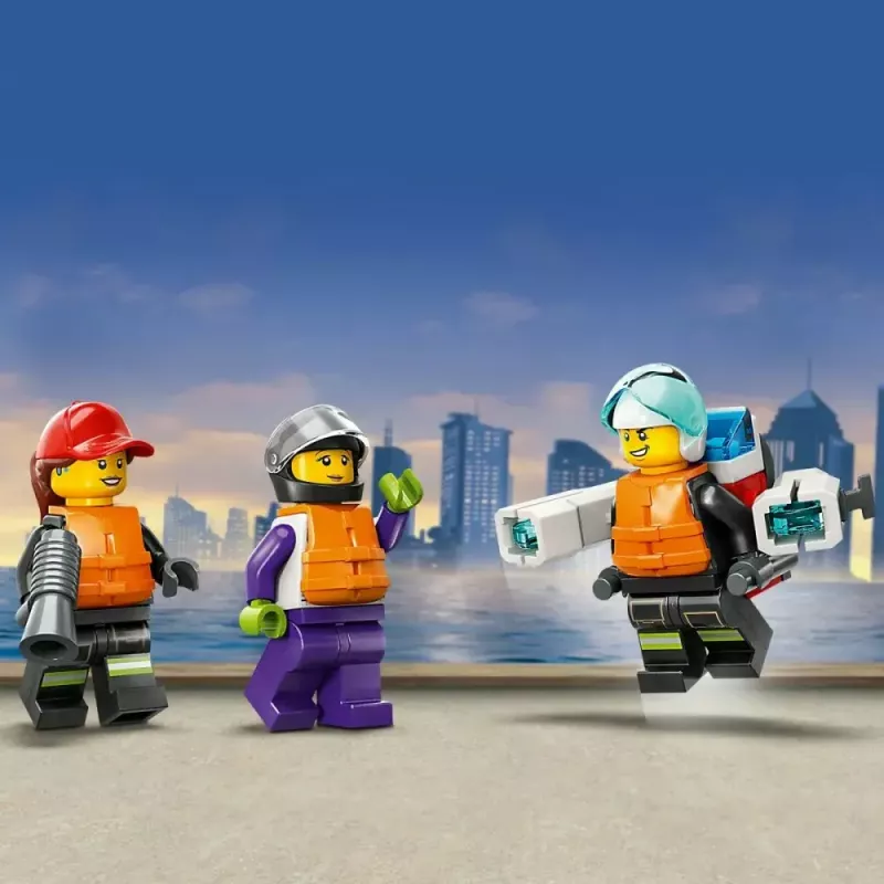 LEGO žaidimų rinkinys „Gaisrinis gelbėjimo laivas 60373“ — „City“ serija, 144 dalys, 3 minifigūrėlės, amžius 5+, matmenys 80×230×70 mm