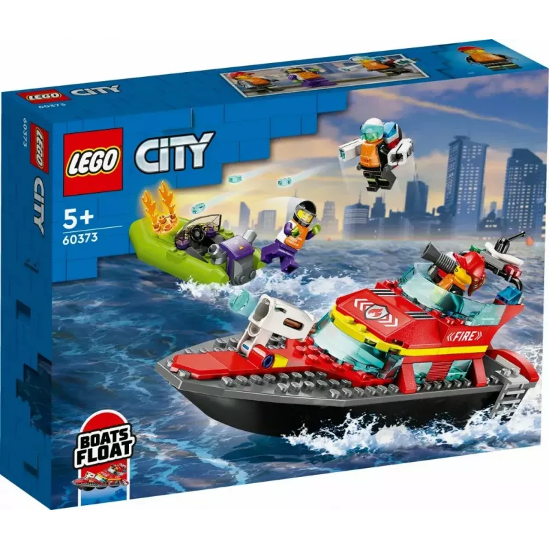 LEGO žaidimų rinkinys „Gaisrinis gelbėjimo laivas 60373“ — „City“ serija, 144 dalys, 3 minifigūrėlės, amžius 5+, matmenys 80×230×70 mm