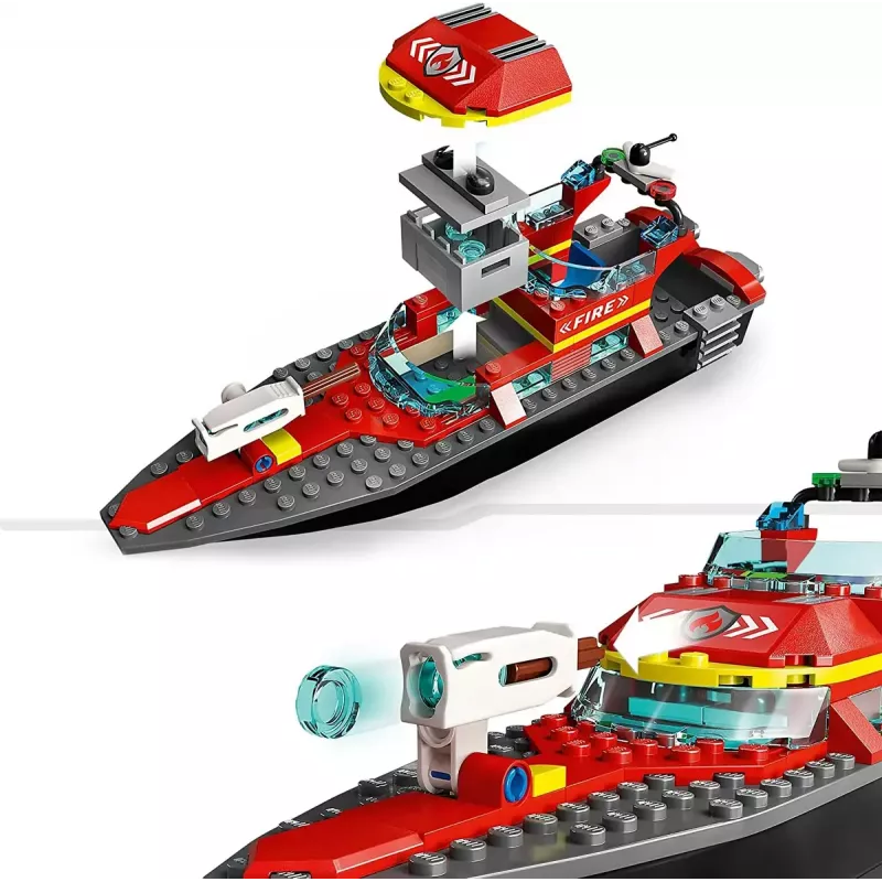 LEGO žaidimų rinkinys „Gaisrinis gelbėjimo laivas 60373“ — „City“ serija, 144 dalys, 3 minifigūrėlės, amžius 5+, matmenys 80×230×70 mm