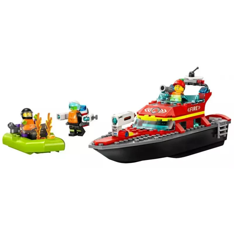 LEGO žaidimų rinkinys „Gaisrinis gelbėjimo laivas 60373“ — „City“ serija, 144 dalys, 3 minifigūrėlės, amžius 5+, matmenys 80×230×70 mm
