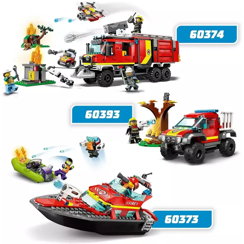 LEGO žaidimų rinkinys „Gaisrinis gelbėjimo laivas 60373“ — „City“ serija, 144 dalys, 3 minifigūrėlės, amžius 5+, matmenys 80×230×70 mm