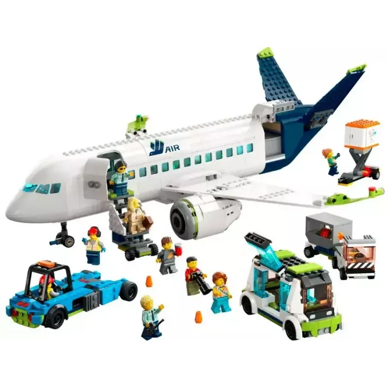 LEGO keleivinio lėktuvo konstravimo rinkinys 60367 — City serija, 913 dalių, 2 mini figūrėlės, detalus interjeras