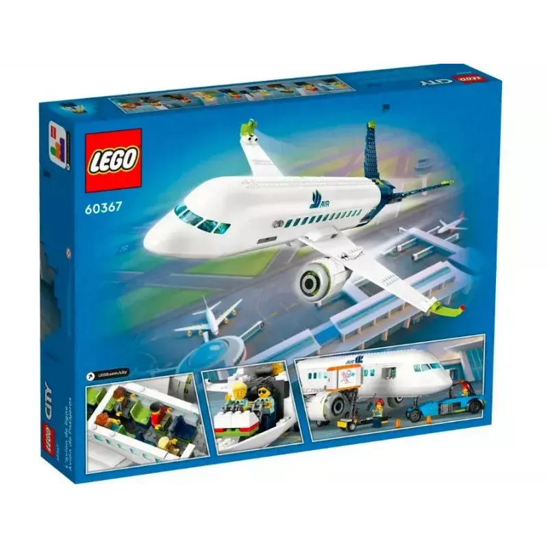LEGO keleivinio lėktuvo konstravimo rinkinys 60367 — City serija, 913 dalių, 2 mini figūrėlės, detalus interjeras