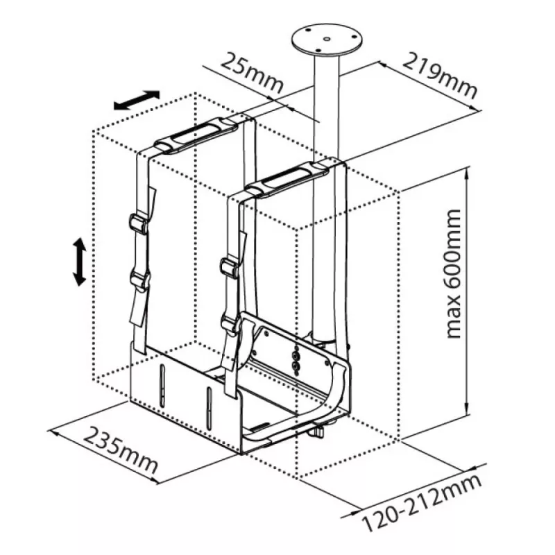 Techly ICA-CS 63 CPU laikiklis, tvirtinamas prie stalo, juodas