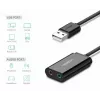 Išorinis USB 2.0 garso adapteris UGREEN 30724 — 2.0 stereo, ausinių išvestis, mikrofono įvestis, 0,15 m laidas, juodas