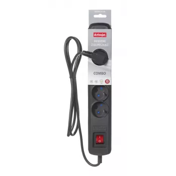 Kištukinis lizdas ActiveJet ACJ COMBO 5G 1,5M — 5x Type E lizdai, 1,5 m laidas, 2300 W, 10 A, Type E kištukas