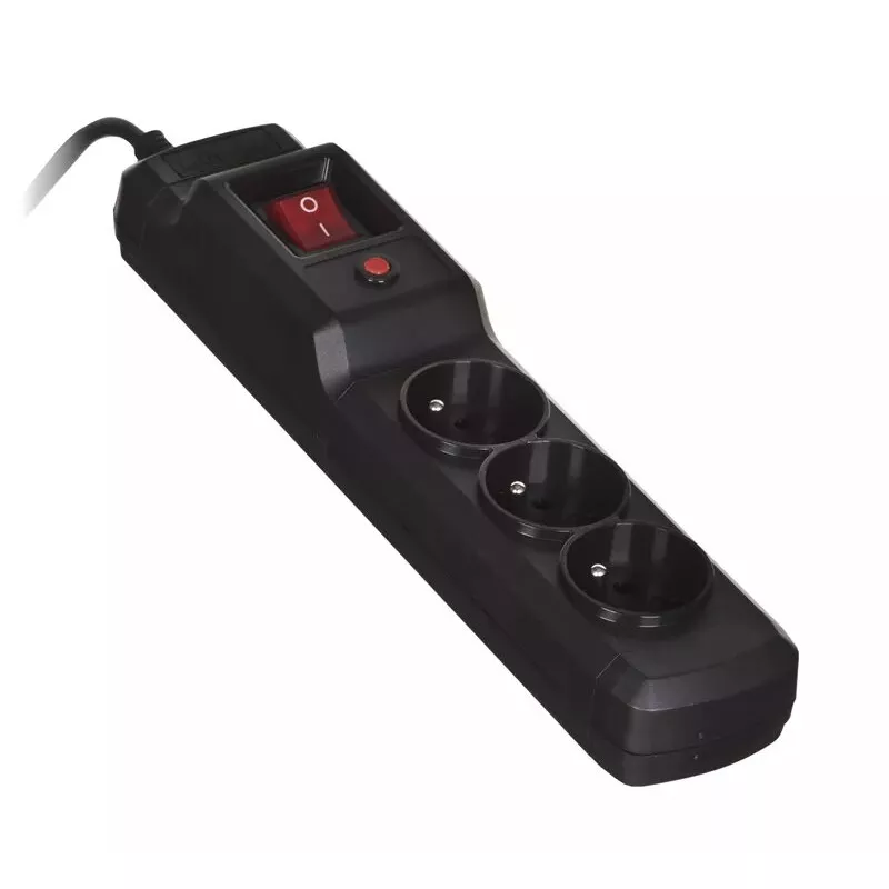 Maitinimo skirstytuvas ActiveJet COMBO 3GN 1,5 m — 3 Type E lizdai, 230 V, 10 A, juodas