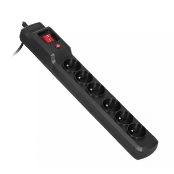 Maitinimo lizdas ActiveJet COMBO 6GN 3M — 6 Type E lizdų, 3 m laidas, 10 A, 230 V, skirtas montuoti patalpoje ant sienos/grindų, juodas