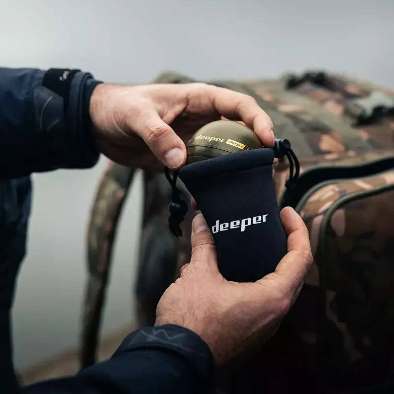 Nešiojamasis echolotas deeper Smart Sonar CHIRP+3 Wi‑Fi — metamas belaidis sonaras, maks. gylis 100 m, kūgio kampai 47°/20°/7°, Wi‑Fi, GPS/GLONASS
