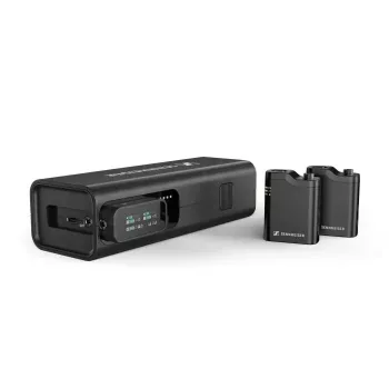 Kondensatorinis belaidis mikrofonų rinkinys Sennheiser PROFILE Wireless 2 kanalų — įvairiakryptis, 48 kHz, 245 m veikimo nuotolis, 7 val. baterija