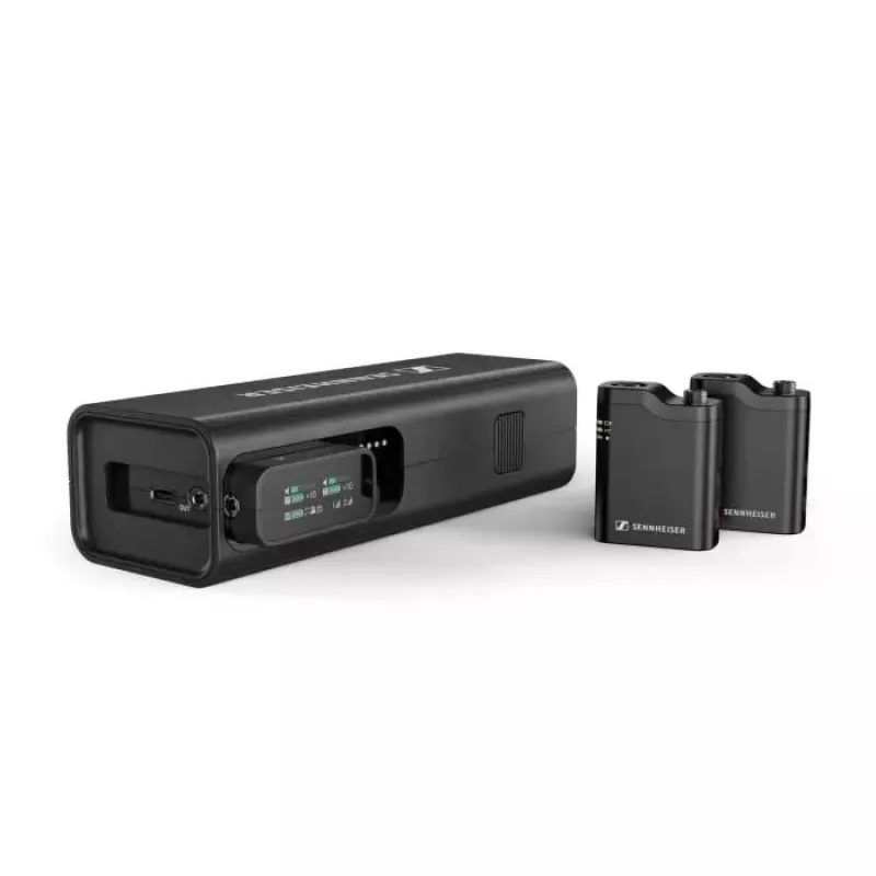 Kondensatorinis belaidis mikrofonų rinkinys Sennheiser PROFILE Wireless 2 kanalų — įvairiakryptis, 48 kHz, 245 m veikimo nuotolis, 7 val. baterija