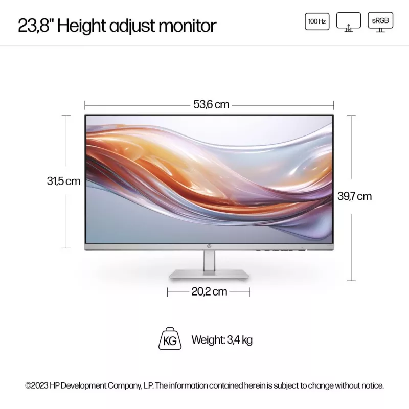 HP stalinis monitorius - Series 5 524sh - 24 colių - 1920x1080 (FHD) - IPS - reguliuojamas aukštis