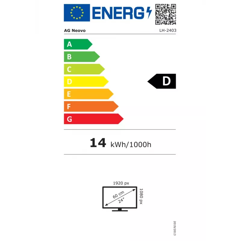 Monitorius AG Neovo LH-2403 23,8 colio LCD Full HD 1920 x 1080 VA skydelis, 5 ms, 250 cd/m², HDMI/DP/VGA, garsiakalbiai, aukščio reguliavimo stovas