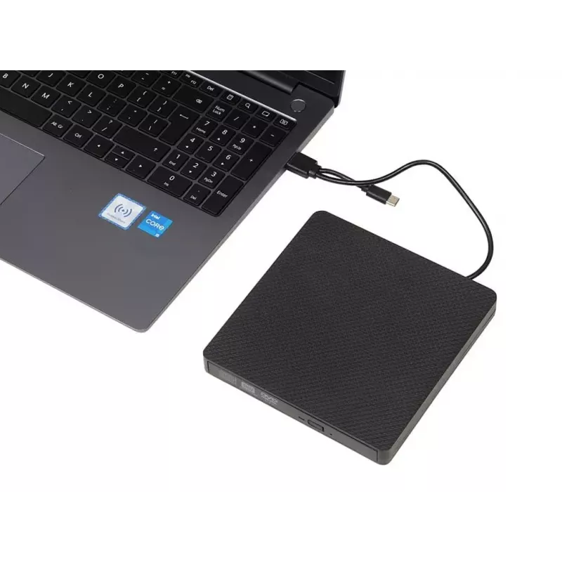 Optical Disc Drive IBOX IED03 DVD±RW USB 3.1 Gen1 (USB-C) Juodas, dėklas, 24x CD / 8x DVD