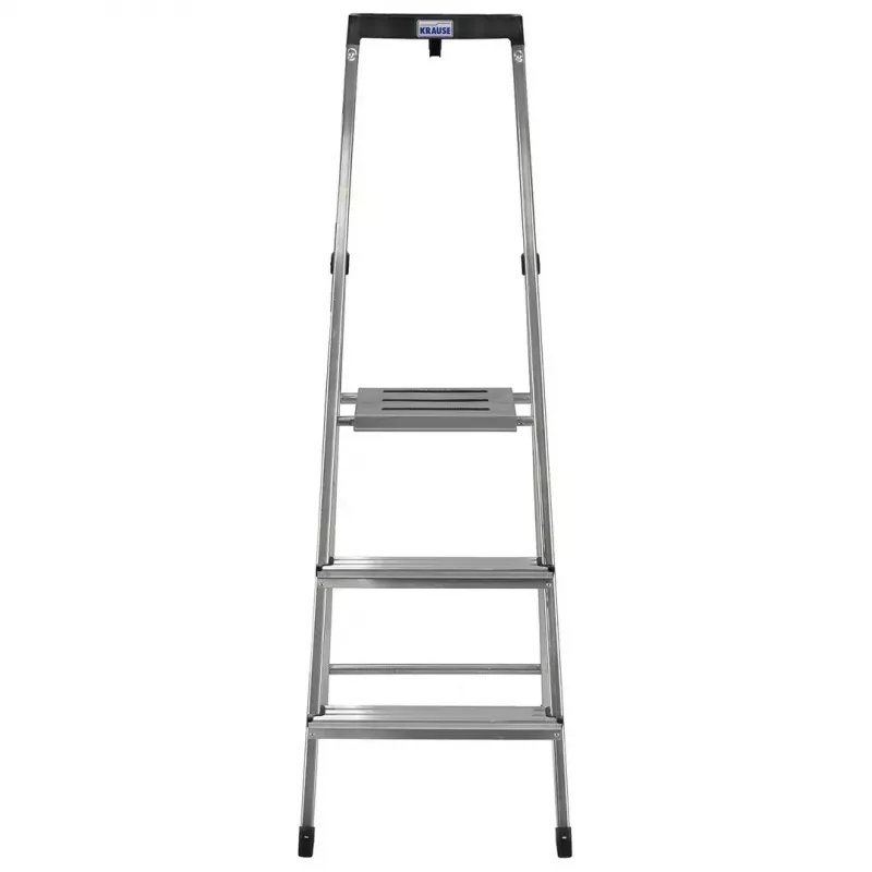 Sulankstomos kopėčios Krause 126313 — aliuminės 3 pakopų kopėčios, maks. aukštis 140 cm, apkrova 150 kg, neslystančios pakopos ir kojelės