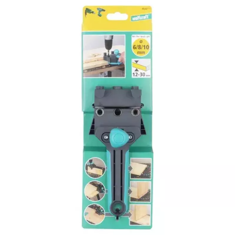 Montavimo įrankis Wolfcraft Dowelmaster kaiščiams 6/8/10 mm, plokštės storis 1,2–30 mm, plastikas/plienas, juoda