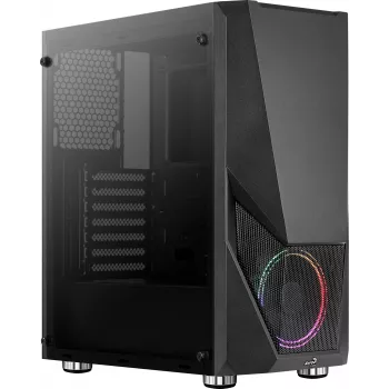 Kompiuterio korpusas AEROCOOL Zauron Midi Tower Juoda — Midi-Tower, šoninis langas, palaiko ATX/microATX/Mini-ITX, maks. GPU 32,5 cm, CPU aušintuvo aukštis 166 mm, 2x 3,5 colio lizdų, 4x 2,5 colio lizdų