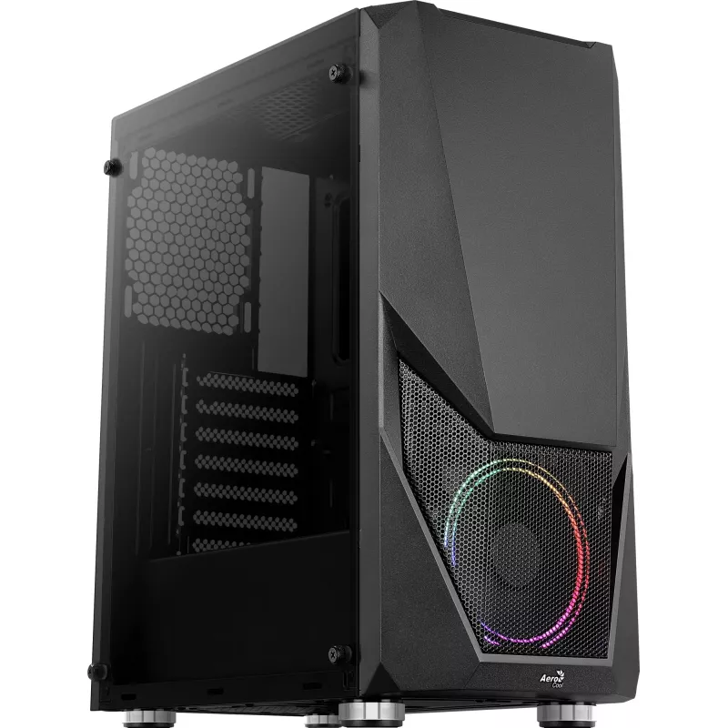 Kompiuterio korpusas AEROCOOL Zauron Midi Tower Juoda — Midi-Tower, šoninis langas, palaiko ATX/microATX/Mini-ITX, maks. GPU 32,5 cm, CPU aušintuvo aukštis 166 mm, 2x 3,5 colio lizdų, 4x 2,5 colio lizdų