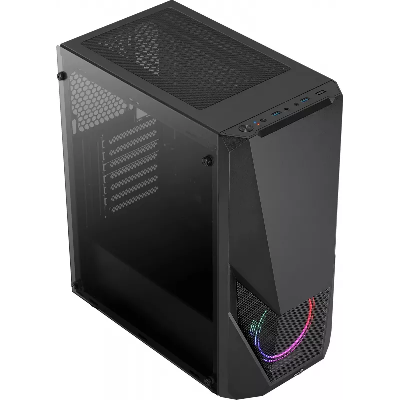Kompiuterio korpusas AEROCOOL Zauron Midi Tower Juoda — Midi-Tower, šoninis langas, palaiko ATX/microATX/Mini-ITX, maks. GPU 32,5 cm, CPU aušintuvo aukštis 166 mm, 2x 3,5 colio lizdų, 4x 2,5 colio lizdų