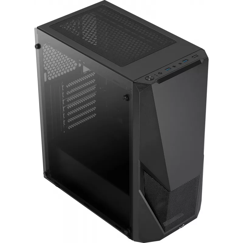 Kompiuterio korpusas AEROCOOL Zauron Midi Tower Juoda — Midi-Tower, šoninis langas, palaiko ATX/microATX/Mini-ITX, maks. GPU 32,5 cm, CPU aušintuvo aukštis 166 mm, 2x 3,5 colio lizdų, 4x 2,5 colio lizdų