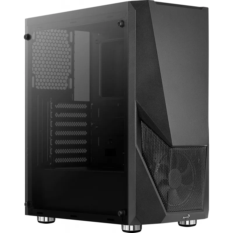 Kompiuterio korpusas AEROCOOL Zauron Midi Tower Juoda — Midi-Tower, šoninis langas, palaiko ATX/microATX/Mini-ITX, maks. GPU 32,5 cm, CPU aušintuvo aukštis 166 mm, 2x 3,5 colio lizdų, 4x 2,5 colio lizdų