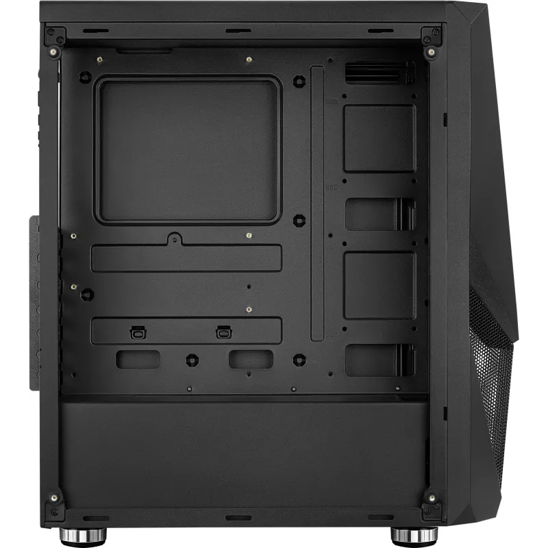 Kompiuterio korpusas AEROCOOL Zauron Midi Tower Juoda — Midi-Tower, šoninis langas, palaiko ATX/microATX/Mini-ITX, maks. GPU 32,5 cm, CPU aušintuvo aukštis 166 mm, 2x 3,5 colio lizdų, 4x 2,5 colio lizdų