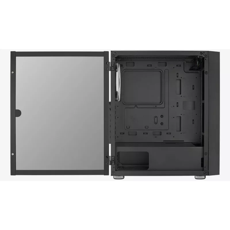PC Midi Tower korpusas AEROCOOL Graphite‑G‑BK‑v2 — juodas, ATX/Micro‑ATX/Mini‑ITX, priekyje 2×140 mm+gale 1×140 mm