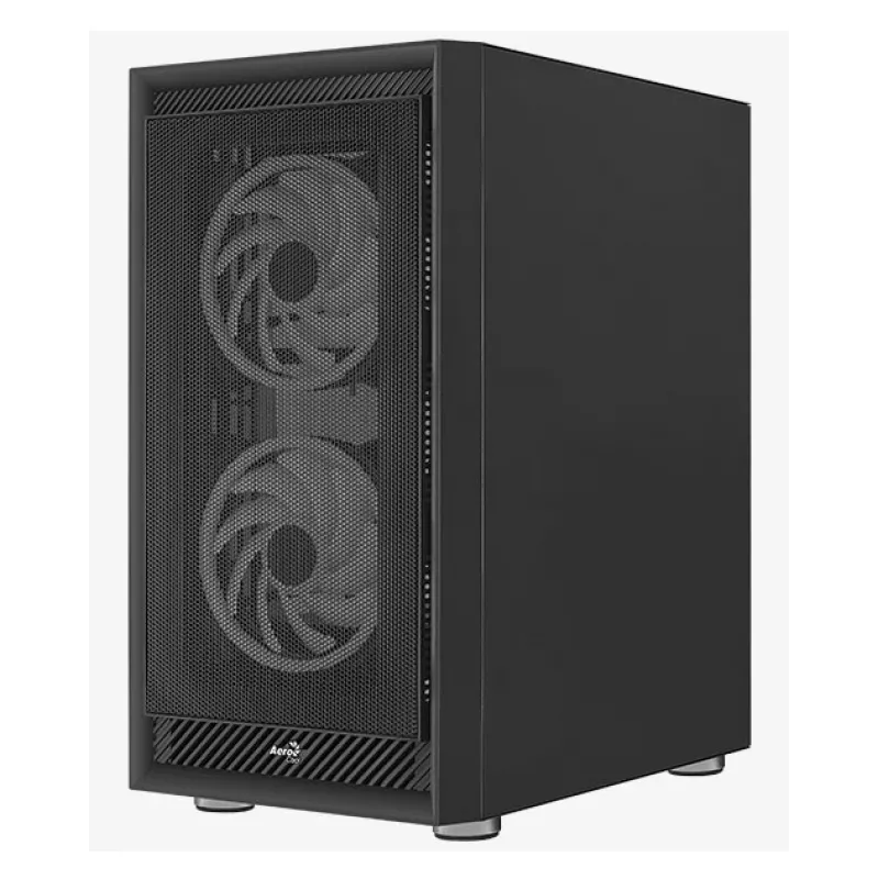 PC Midi Tower korpusas AEROCOOL Graphite‑G‑BK‑v2 — juodas, ATX/Micro‑ATX/Mini‑ITX, priekyje 2×140 mm+gale 1×140 mm