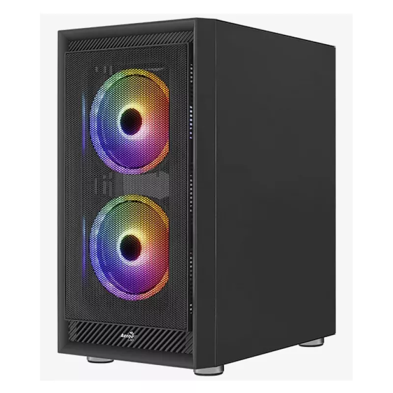 PC Midi Tower korpusas AEROCOOL Graphite‑G‑BK‑v2 — juodas, ATX/Micro‑ATX/Mini‑ITX, priekyje 2×140 mm+gale 1×140 mm
