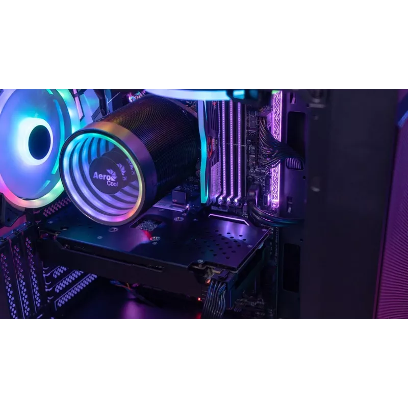 PC Midi Tower korpusas AEROCOOL Graphite‑G‑BK‑v2 — juodas, ATX/Micro‑ATX/Mini‑ITX, priekyje 2×140 mm+gale 1×140 mm