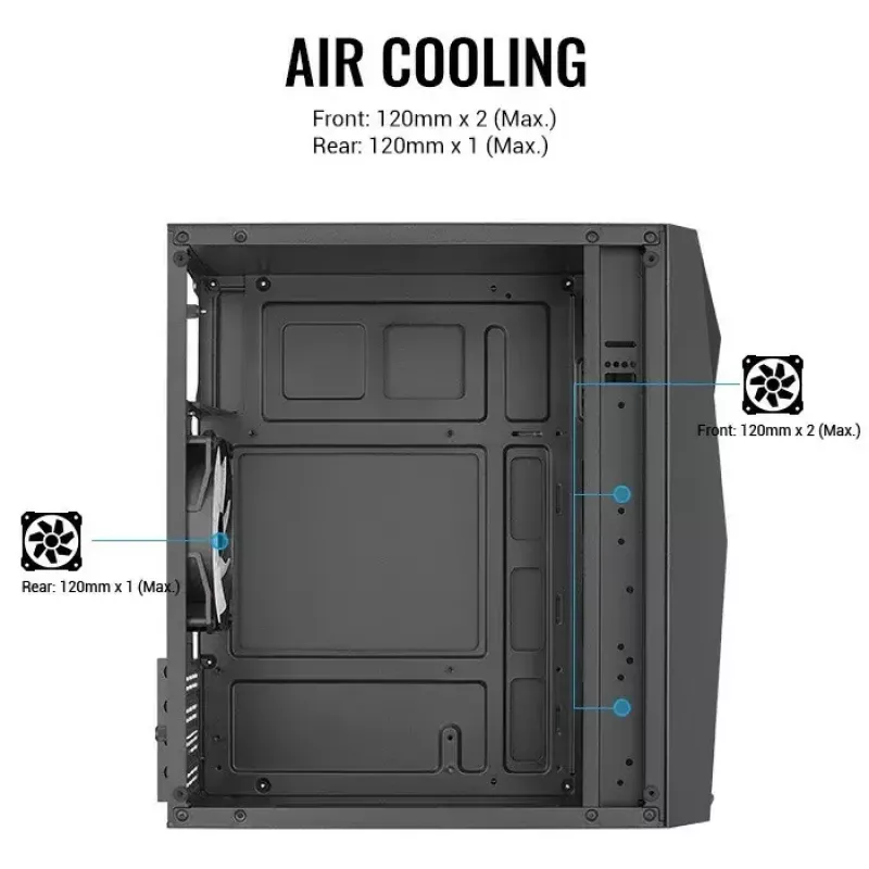 PC korpusas AEROCOOL Raider Mini G V3 Mini-ITX / microATX, juodas, šoninis langas, žalias LED, maks. GPU 285 mm, CPU aušintuvas 159 mm