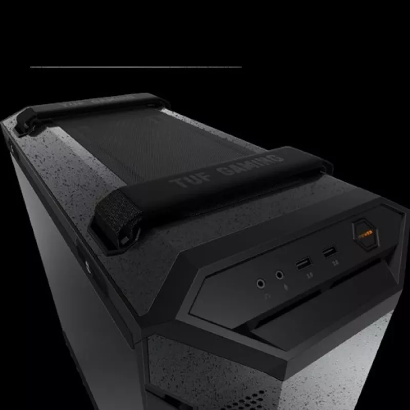 PC korpusas ASUS TUF Gaming GT501 Midi Tower — juodas, palaiko ATX/Micro-ATX/Mini-ITX/E-ATX, 3x120mm priekyje, 1x140mm gale, 42 cm GPU, 18 cm CPU aušintuvas
