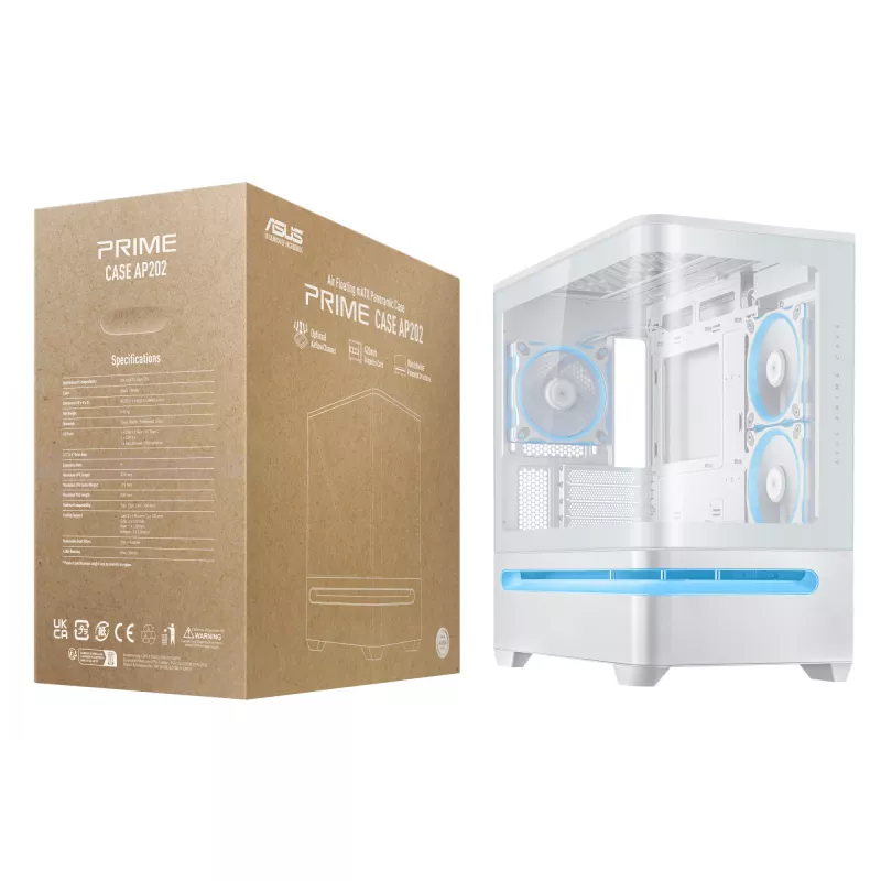 ASUS PRIME AP202 ARGB Midi Tower baltas