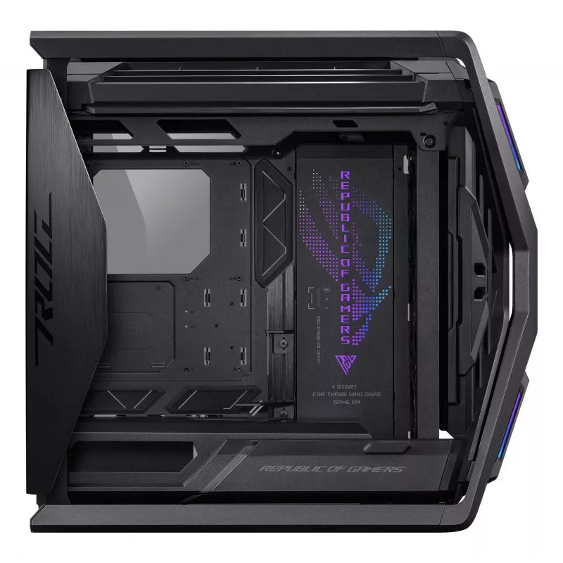 Kompiuterio korpusas ASUS ROG Hyperion GR701 BTF Edition Tower — juodas, grūdintas stiklas, E-ATX/ATX/microATX palaikymas, 46 cm GPU, 420 mm viršutinis radiatorius